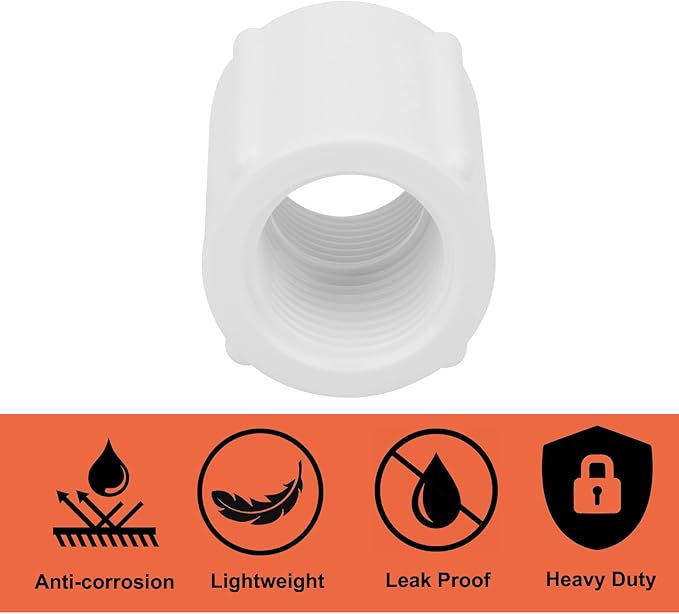10Pack 1/2" Double Female Thread PVC Pipe Coupling Adapter Pipe Fitting Connector SCH40 1/2Inch Female to Female Threaded PVC Coupling Pipe Fitting for Sprinkler,Irrigation,Swimming Pools-BloomoryGarden