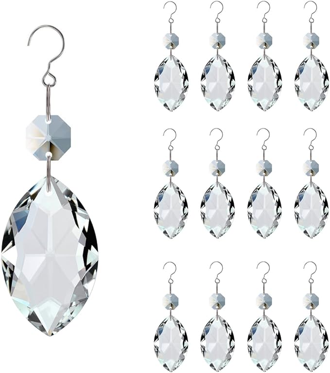 12pcs Crystal Suncatchers, Hanging Crystals Chandelier Prisms for Windows, Rainbow Maker Home Decoration-BloomoryGarden