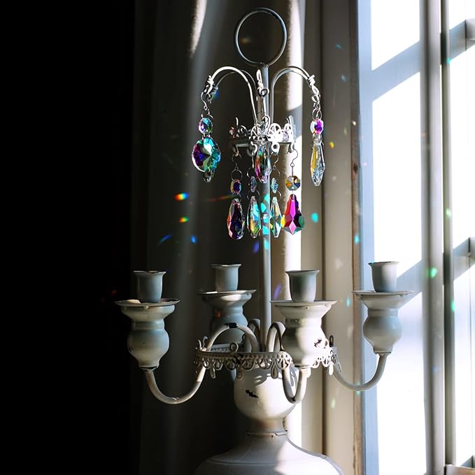 12pcs Hanging Glass Crystals Prism for Windows, Chandelier Decoration, Rainbow Maker Suncatcher-BloomoryGarden