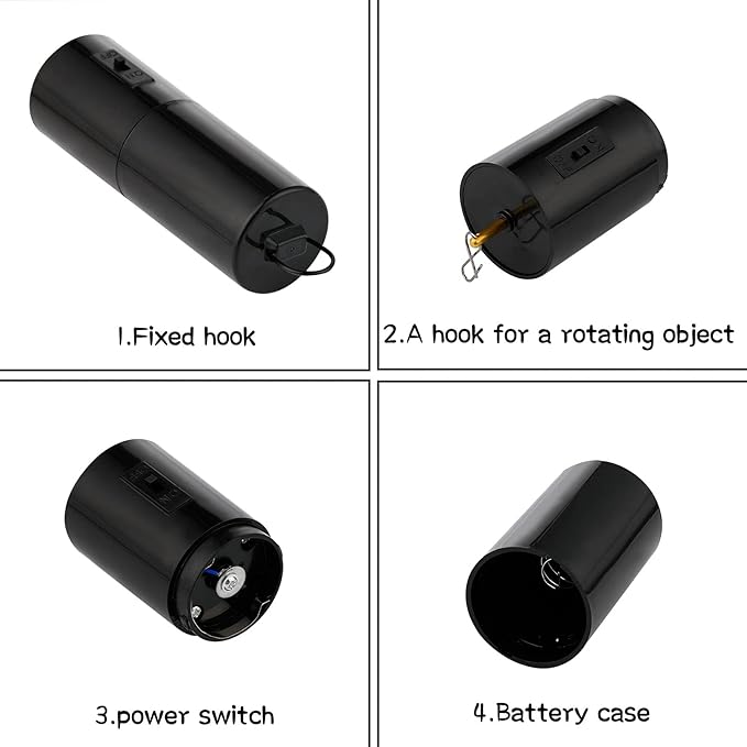 1 Piece Hanging Black Rotating Motor Wind Spinner Mobile Battery Operated Motor Multi-Purposes Rotatable Hook for Garden Decoration Accessory Supplies-BloomoryGarden