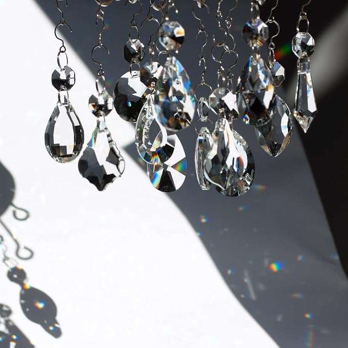 12pcs Glass Crystal Chandelier Prisms, Rainbow Hanging Crystals Suncatcher for Windows, Home Decoration-BloomoryGarden