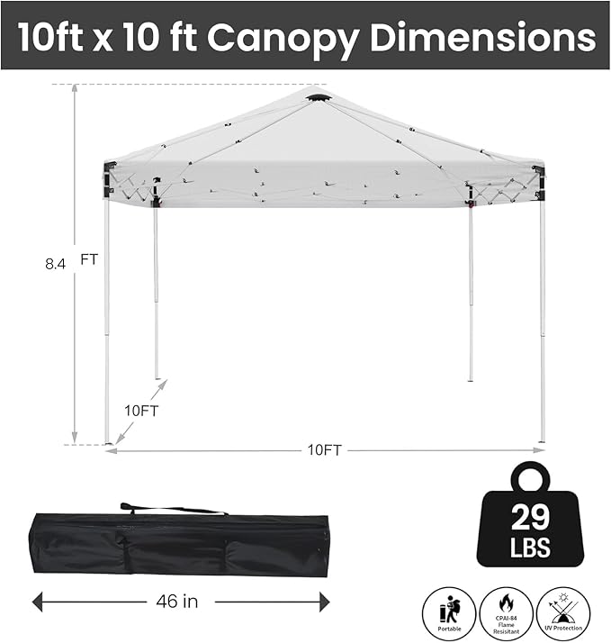 10x10ft Pop Up Canopy Tent,Heavy Duty Waterproof Folding Tent for Camping Parties Events Parties,Outdoor Canopy,Portable Sun Shelter,3 Adjustable Height(Grey)-BloomoryGarden