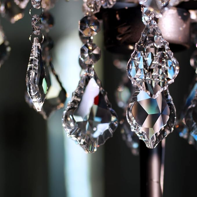 12pcs Crystal Chandelier Maple Leaf Prism Pendant Parts, 76mm Hanging Crystals Beads for Chandelier Wedding Decoration Clear-BloomoryGarden