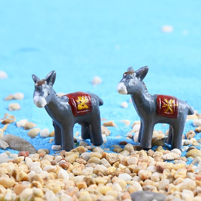 MAOMIA 20pcs Miniature Donkey Figurines Easter Cake Toppers, Mini Donkey DIY Craft Plant Pot Fairy Garden Landscape Decor Ornament-BloomoryGarden