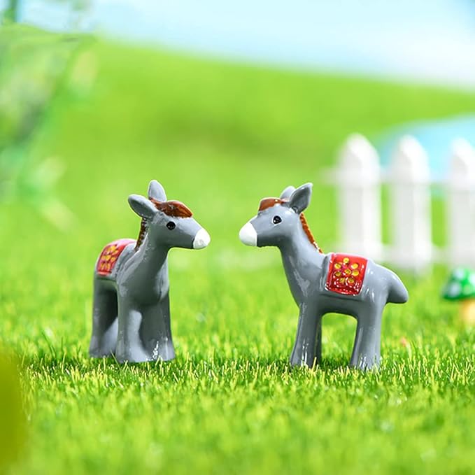 MAOMIA 20pcs Miniature Donkey Figurines Easter Cake Toppers, Mini Donkey DIY Craft Plant Pot Fairy Garden Landscape Decor Ornament-BloomoryGarden