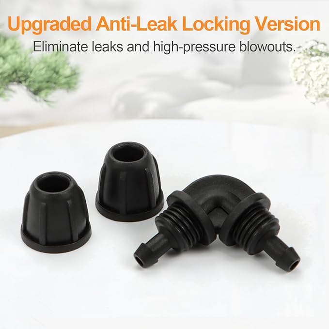 1/4 Inch Drip Irrigation Elbow Fittings, 25 Pieces 1/4'' Drip Line Barbed Locked Elbow Connectors for 1/4 Inch Irrigation Tubing Anti-leak 90 Degree Elbow for Garden Drip Sprinkler Systems-BloomoryGarden