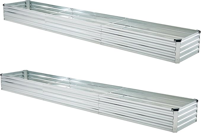 10x2x1ft(2 Pack) Galvanized Raised Garden Bed,Outdoor Planter Box Metal Patio Kit Planting Bed for Vegetables Flowers and Succulents,Silver-BloomoryGarden