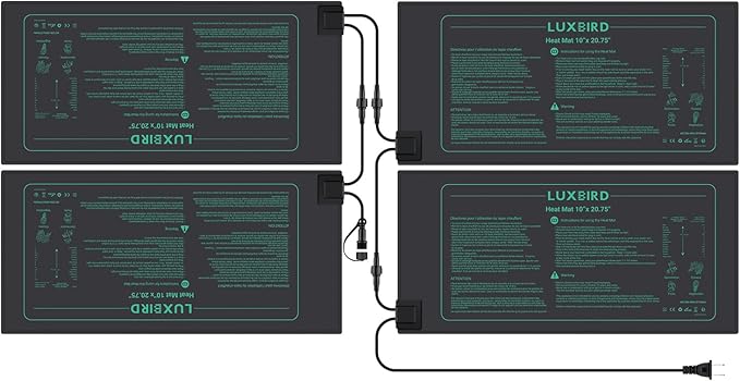 LUXBIRD 4 Pack Daisy Chain Seedling Heat Mats for Indoor Plants, Green Houses, Germination, Hydroponic Garden, Waterproof Durable (LB-HMDC-04)-BloomoryGarden