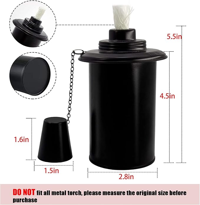 12oz Torch Replacement Canisters - 4 Pack Bamboo Torch Fuel Canister Torches Cans With Wicks and Covers, Refillable Metal Tabletop Lantern For Garden, Patio, Luau Party-BloomoryGarden