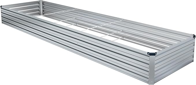 12x2x1FT Galvanized Raised Garden Beds Kit Large Outdoor Metal Gardening Planter Box for Vegetable Elevated Flower Herbs, Silver-BloomoryGarden