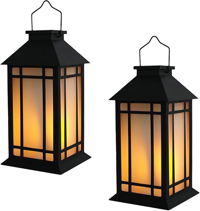 13-Inch IP65 Waterproof Battery-Powered Outdoor Lantern with Led Flameless Candle and 6-Hour Timer - Decorative Lantern for Patio & Garden(2 Pack)-BloomoryGarden