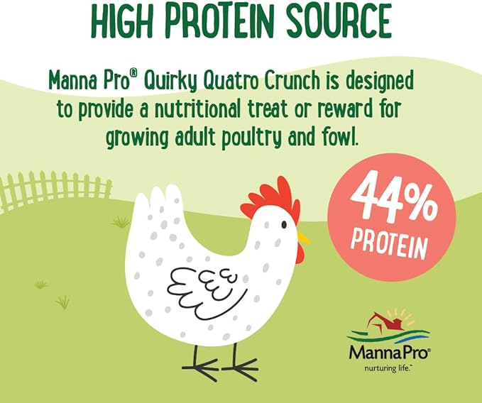 Manna Pro Farmhouse Favorites Quirky Quatro Crunch – 100% Natural Protein Treat for Mixed Flocks – Blend of Black Solider Fly Larvae, Mealworms, Beetles & Shrimp – 2lb-BloomoryGarden