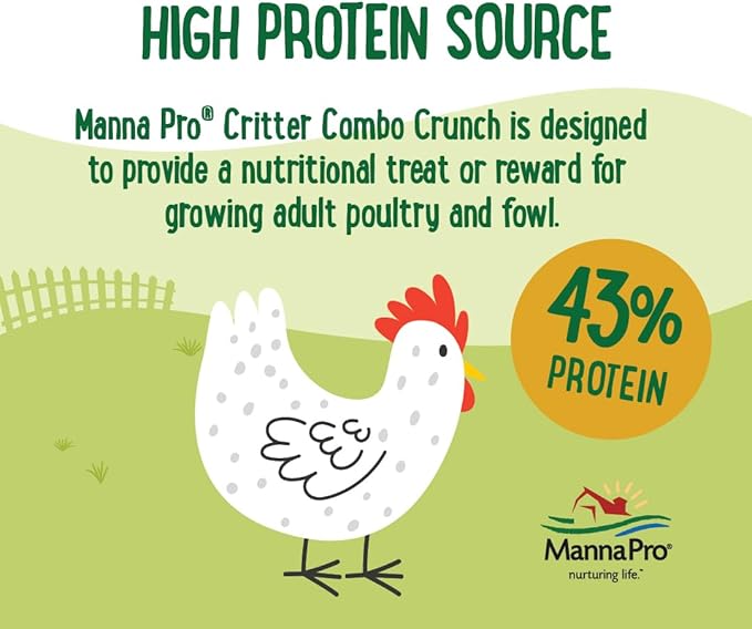 Manna Pro Farmhouse Favorites Critter Combo Crunch Poultry Treat - Protein Poultry Treat - Encourages Natural Foraging Behavior - 100% Natural Blend of Soldier Fly Larvae, Mealworms & Shrimp - 2lb Bag-BloomoryGarden