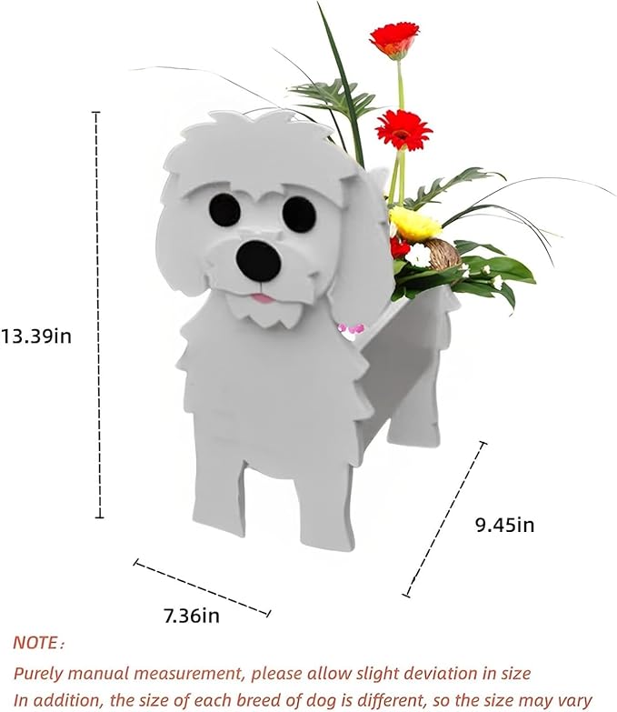 Maltese Dog Planter Plant Pots,Cute Garden Dog Flower Planter,Dog Planters Birthday Gifts for Women,Office,Indoor/Outdoor Decor(9.45 * 7.36 * 13.39in)-BloomoryGarden