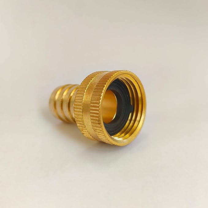 1/2" Barb x 3/4" Female GHT Thread Swivel Brass Garden Water Hose Pipe Connector Copper Fitting with Stainless Clamp House/Boat/Lawn/Power Wash/Irrigation