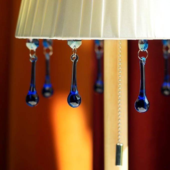 12pcs Raindrop Crystal Chandelier Prisms Parts, 53mm Hanging Crystals Beads for Chandeliers, Home Decoration (Mid Blue)-BloomoryGarden