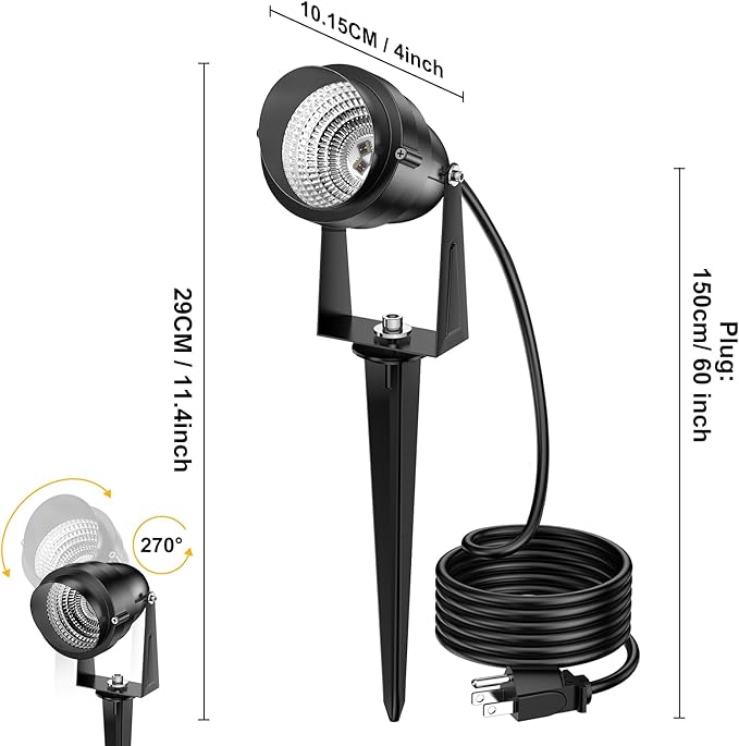 1500LM LED High Brightness Outdoor Landscape Lighting 15W RGBCW Color Changing Landscape Lights Remote Control Spot-Lights with Plug in IP66 Waterproof Flood Light for Garden - 4 Pack-BloomoryGarden