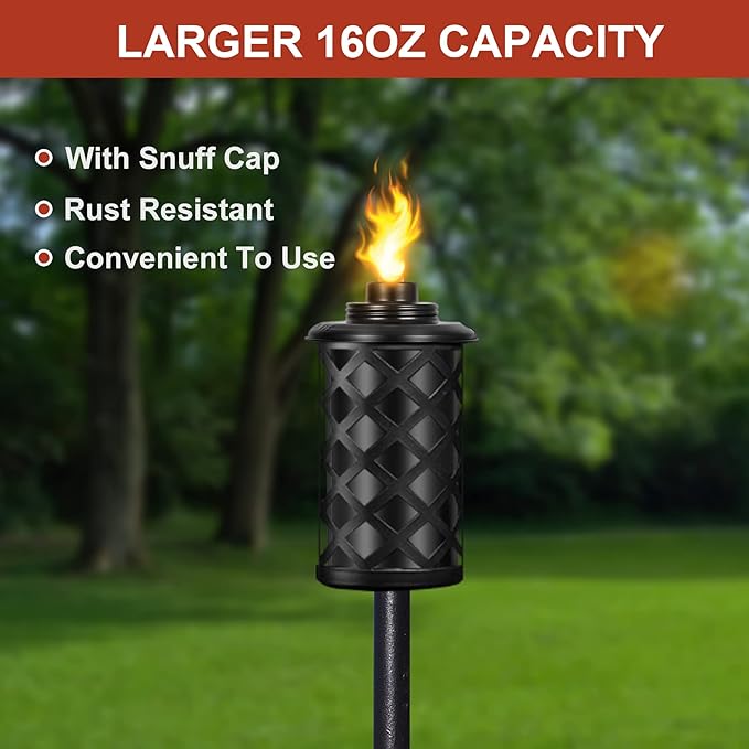 16 oz Torch Replacement Canister (4 Pack) - Outdoor Citronella Fuel Refill for Bamboo Torches with Wicks & Covers, Long-Lasting, Perfect for Patio, Luau Party, Garden Decor-BloomoryGarden