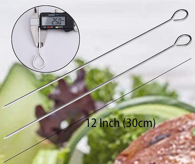 12 inch Barbecue Skewers Metal BBQ Sticks,12Pack Stainless Steel Square Skewer,Kebob,kabob Sets for Grill Outings Cooking (BBQ Skewers Square 12inch-12p)-BloomoryGarden