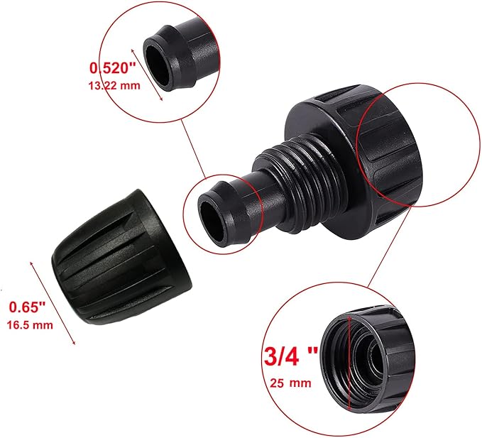 1/2 Inch Drip Irrigation Tubing Faucet Adapter 3 Pack, 3/4" to 1/2" Irrigation Hose Adapter, 3/4 Inch Faucet Connector Garden Hose Adapter