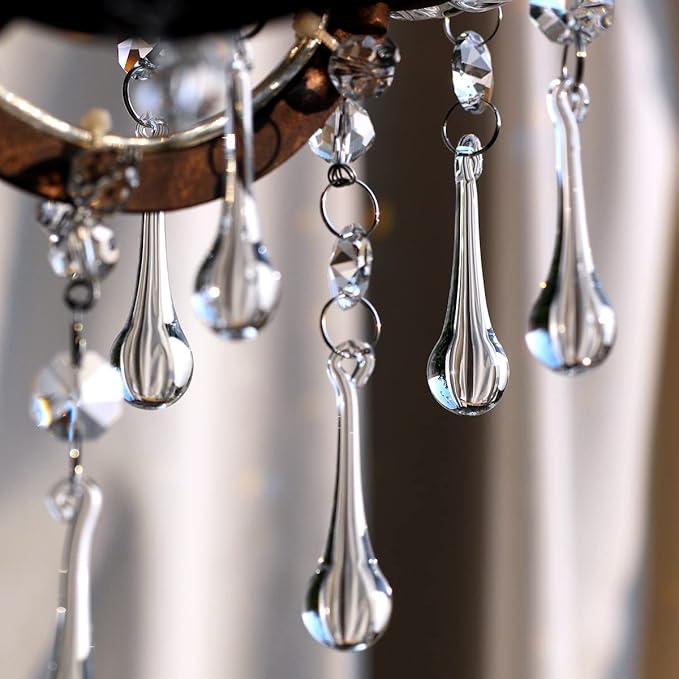 12pcs Raindrop Crystal Chandelier Prisms Parts, Hanging Crystals Beads for Chandeliers, Home Decoration-BloomoryGarden