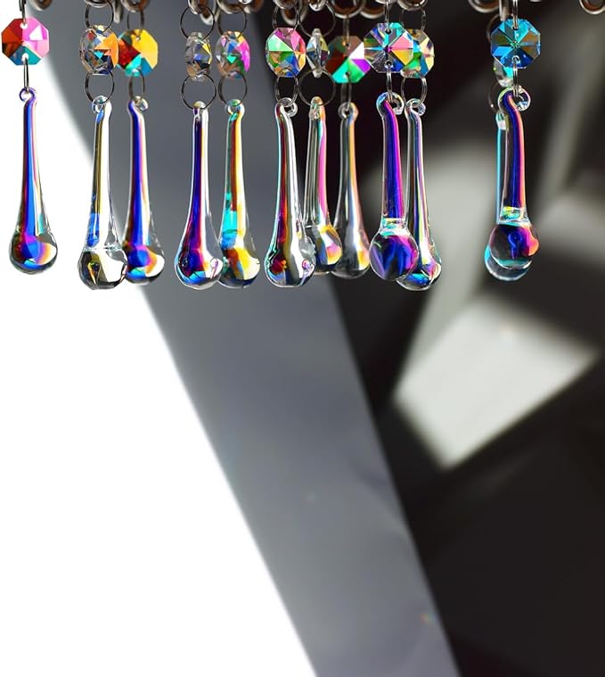 12pcs Raindrop Crystal Chandelier Prisms Parts, Hanging Crystals Beads for Chandeliers, Home Decoration-BloomoryGarden