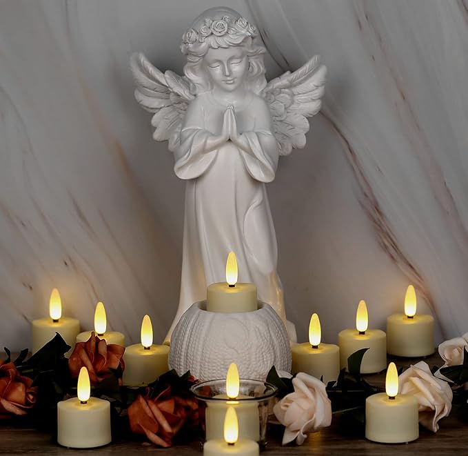 12 PCS 3D Wick Rechargeable Flameless Tealight Candles with Remote and Timer, Battery Operated Flickering LED Tea Lights, Durable & Lovely Fake Tea Candles, Ideal for Pumpkin/Bar/Party Decor-BloomoryGarden