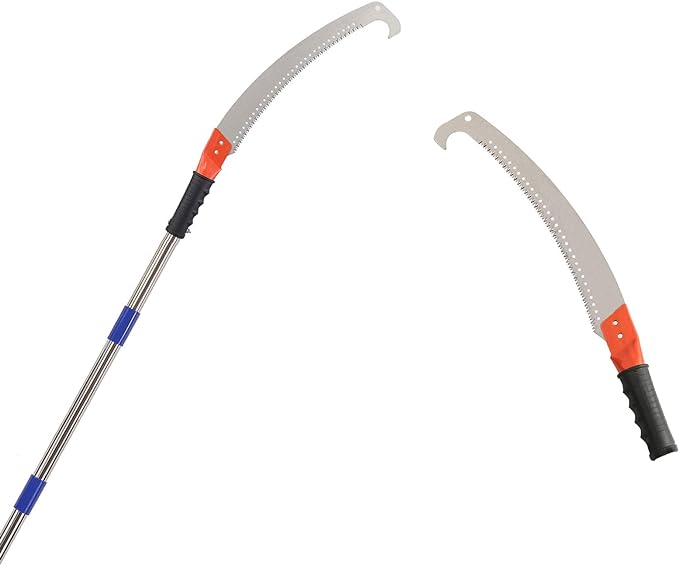 HOSKO 14FT Pole Saw for Tree Trimming, Long Extension Pruning Saw, Blade Tree Trimmer Pole, Manual Pole Cutter for, Yard Garden and Patios Trees Branches Cutting