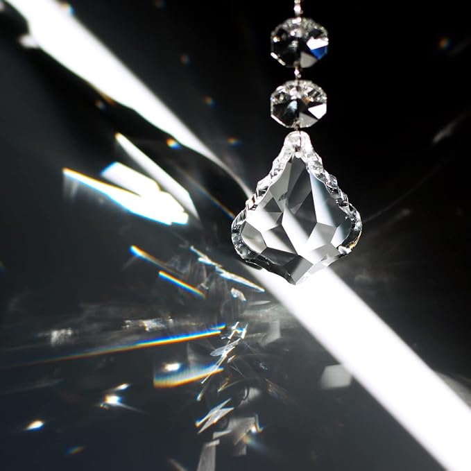 12pcs Maple Leaf Crystal Chandelier Prism Pendant Parts, 63mm Hanging Crystals Beads for Chandelier Wedding Decoration Clear-BloomoryGarden