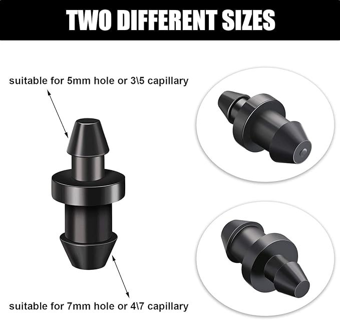 Honoson Drip Irrigation Plugs 1/4 Inch Tube Closure Goof Hole Plugs Irrigation Stopper for Home Garden Lawn Supplies, Black(150 Pieces)