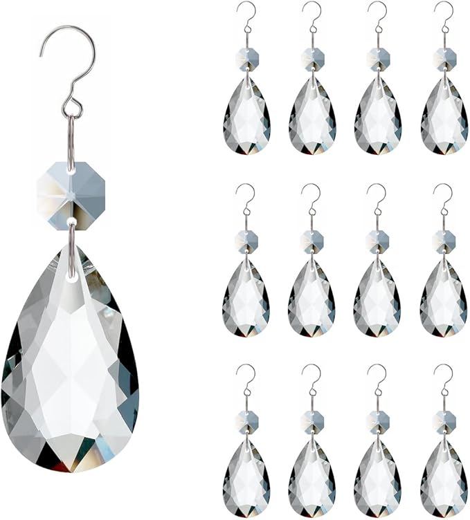 12pcs Crystal Suncatchers, Hanging Crystals Chandelier Prisms for Windows, Rainbow Maker Home Decoration-BloomoryGarden