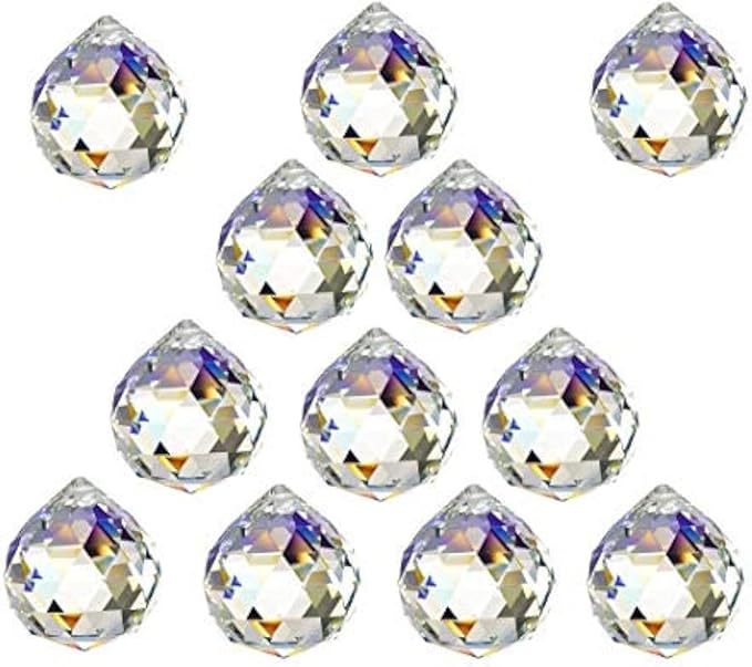 12 Pcs Crystal Ball Prism Suncatcher Rainbow Pendants Maker, 30mm Clear Glass Crystal Ball Prism,Hanging Crystals Prisms for Windows,for Feng Shui,for Home,Office,Garden Decoration-BloomoryGarden