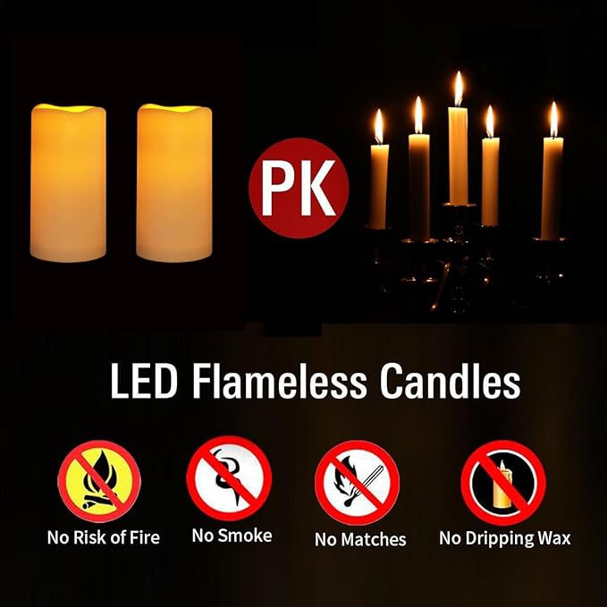12PACK Waterproof Flameless Candles with Remote Control Candle, Battery Operated Flickering LED Pillar Candle Plastic,Large Size(D3 x H5.5) for Outdoor/Indoor Decoration Wedding, Party, Birthday-BloomoryGarden