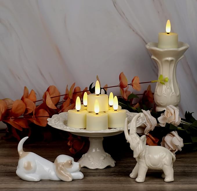 12 PCS 3D Wick Rechargeable Flameless Tealight Candles with Remote and Timer, Battery Operated Flickering LED Tea Lights, Durable & Lovely Fake Tea Candles, Ideal for Pumpkin/Bar/Party Decor-BloomoryGarden