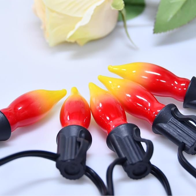 12 Pack C7 Replacement Bulbs E12 Candelabra Bulb - Red Yellow Incandescent Light Bulbs, Perfect as Halloween Christmas Light Bulbs, Candle Light Bulbs, 7 Watt, E12 Base-BloomoryGarden