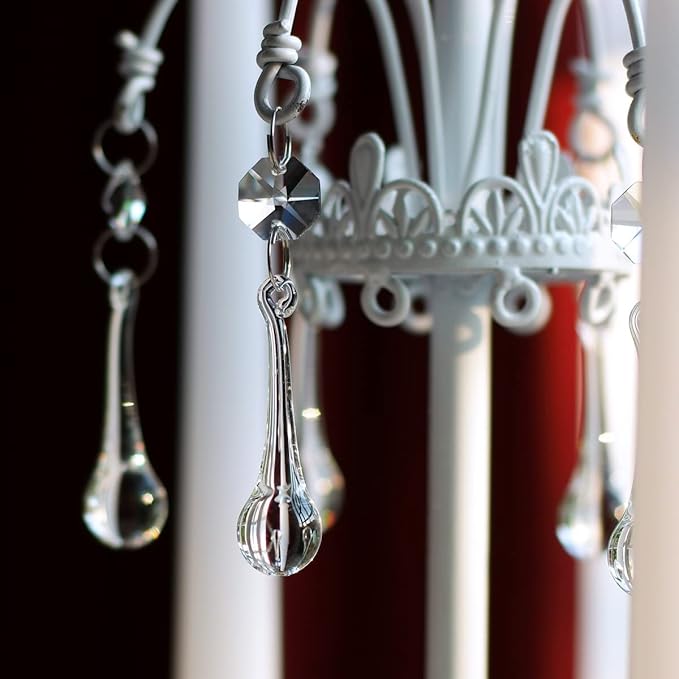 12pcs Raindrop Crystal Chandelier Prisms Parts, Hanging Crystals Beads for Chandeliers, Home Decoration-BloomoryGarden