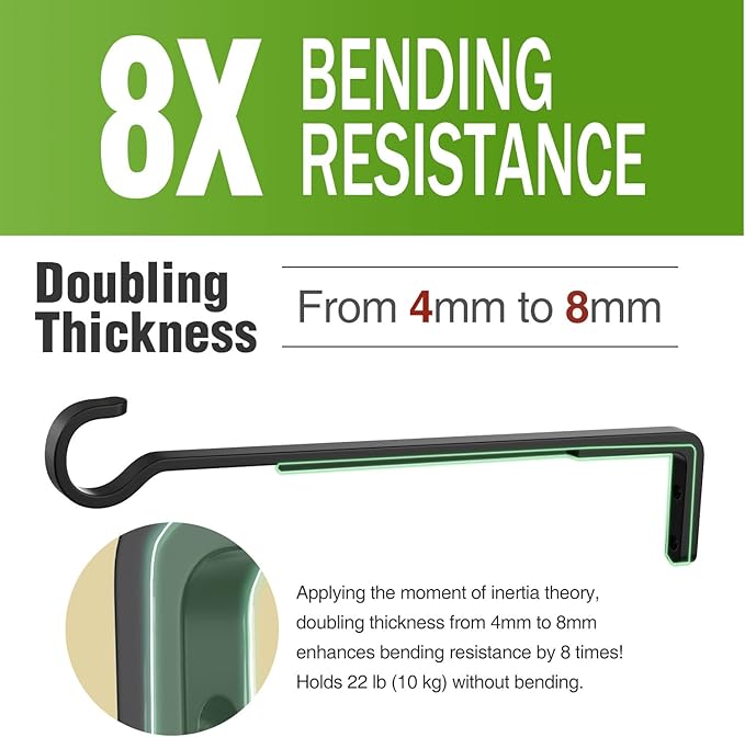 12 Inch Black Heavy Duty Outdoor Plant Hangers for Hanging Baskets, Iron Hanging Plant Brackets for Hanging Plants Outside, Metal Plant Hooks Plant Wall Hooks for Hanging Lantern, Bird Feeder (2 pcs)-BloomoryGarden