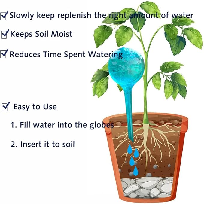 10pcs Plant Self Watering Globe Stakes, Plant Watering Stakes Automatic Plant Watering Bulb System Spikes, Flower Automatic Watering Device, Garden Self Waterer for Indoor Outdoor Plant-BloomoryGarden