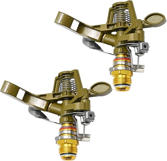 1/2 Inch Brass Impact Sprinkler with Nozzles Adjustable 0-360 Degree Coverage Pattern Heavy Duty Lawn Sprinkler Head for Yard Lawn Grass Patio Garden Irrigation (2Pcs)-BloomoryGarden