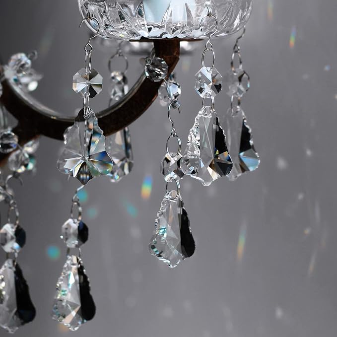 12pcs Crystal Prism Suncatchers, Hanging Crystals Chandelier Replacement for Windows, Christmas Trees Shape Rainbow Maker Home Decoration-BloomoryGarden