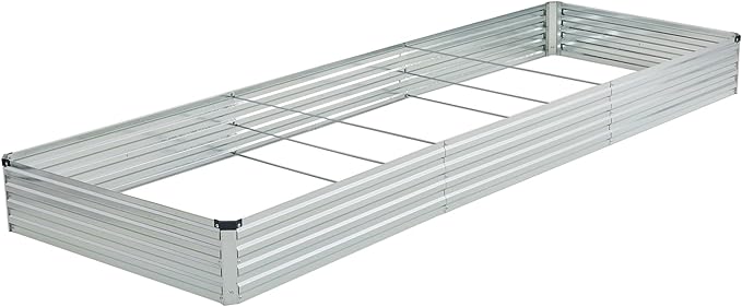 12x4x1ft Galvanized Raised Garden Bed,Outdoor Planter Box Metal Patio Kit Planting Bed for Vegetables Flowers Herb,Silver-BloomoryGarden