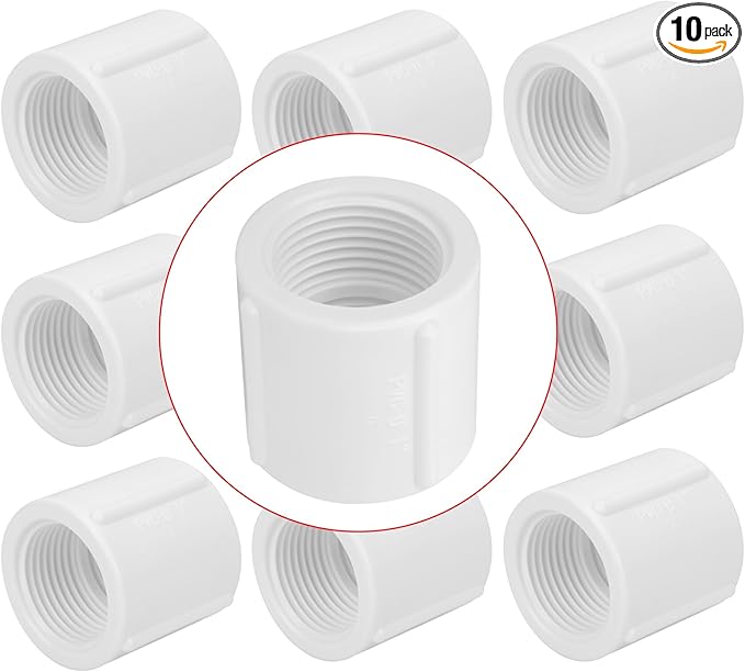 10Pack 1" Double Female Thread PVC Pipe Coupling Adapter Pipe Fitting Connector (Female x Female) SCH40 1Inch PVC Female Threaded Pipe Coupling for Sprinkler,Irrigation,Swimming Pools-BloomoryGarden