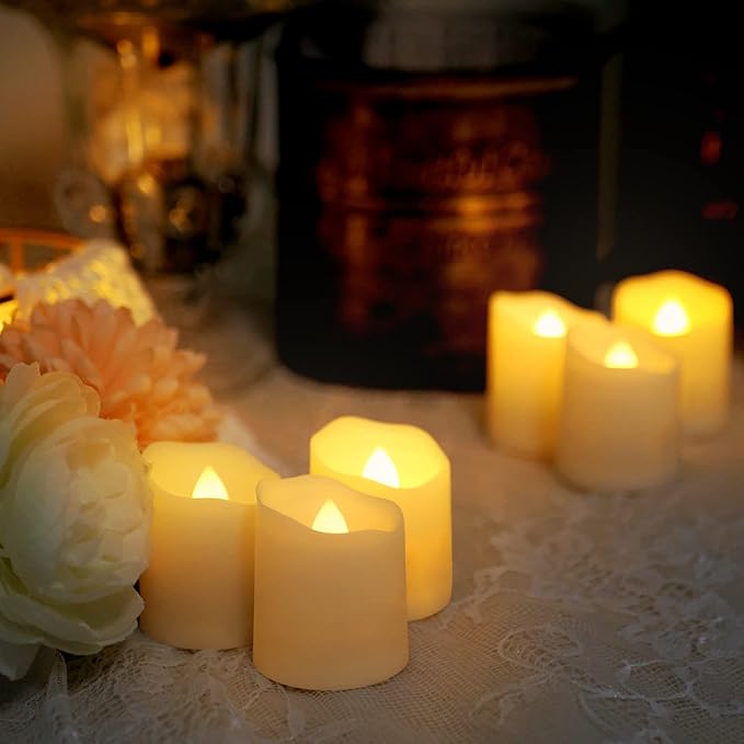 12 PCS Rechargeable Candles Flameless Tea Lights with Remote, USB LED Tealights with Timer Flickering Fake Candle, Votive Tea Light for Halloween, Holiday, Christmas, Party, Home Decorations-BloomoryGarden