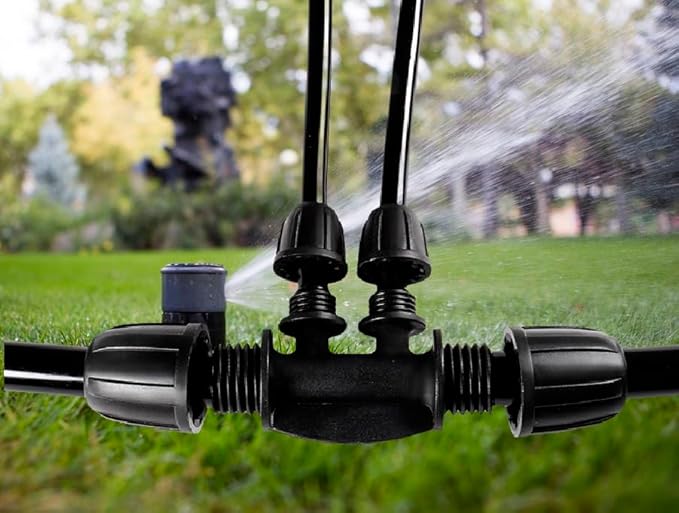 1/2 Inch to 1/4 Inch Tubing Irrigation Fittings for (1/2'' ID x 0.60''-0.63'' OD) 16mm Drip Tubing,Locked Barbed Tee Connectors, Anti-Drop Quality Fitting Barbed Tee 4-Way (Black-5)