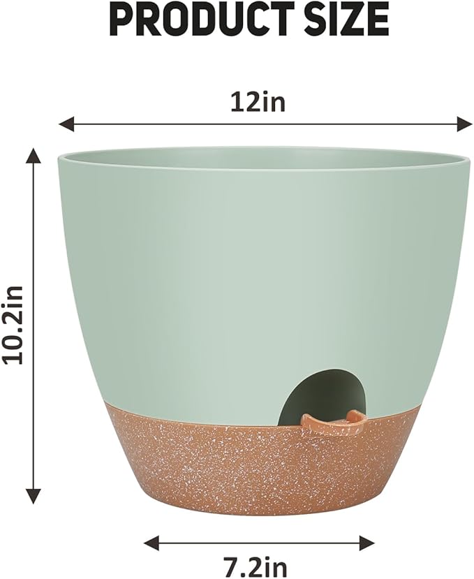 12 inch Large Self Watering Plant Pots, Flower Pots Planters with Multi Mesh Drainage Holes for Indoor Outdoor Garden Plants and Flowers-BloomoryGarden