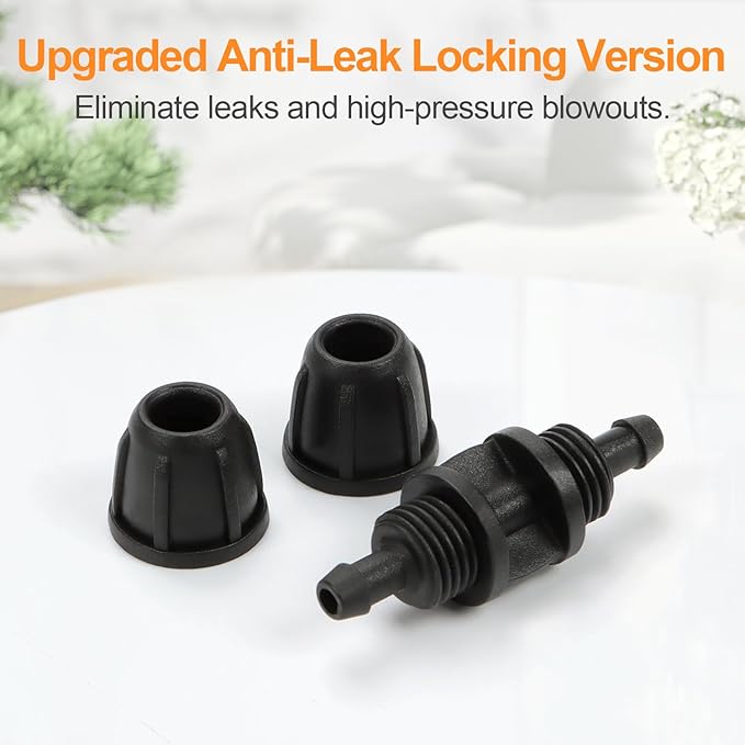 1/4 Inch Drip Irrigation Anti-leak Coupling Fittings, 25 Pieces 1/4'' Drip Line Barbed Locked Coupler Connectors for 1/4 Inch Irrigation Tubing for Garden Drip Systems-BloomoryGarden