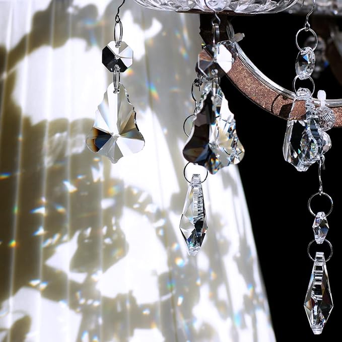 12pcs Crystal Prism Suncatchers, Hanging Crystals Chandelier Replacement for Windows, Christmas Trees Shape Rainbow Maker Home Decoration-BloomoryGarden