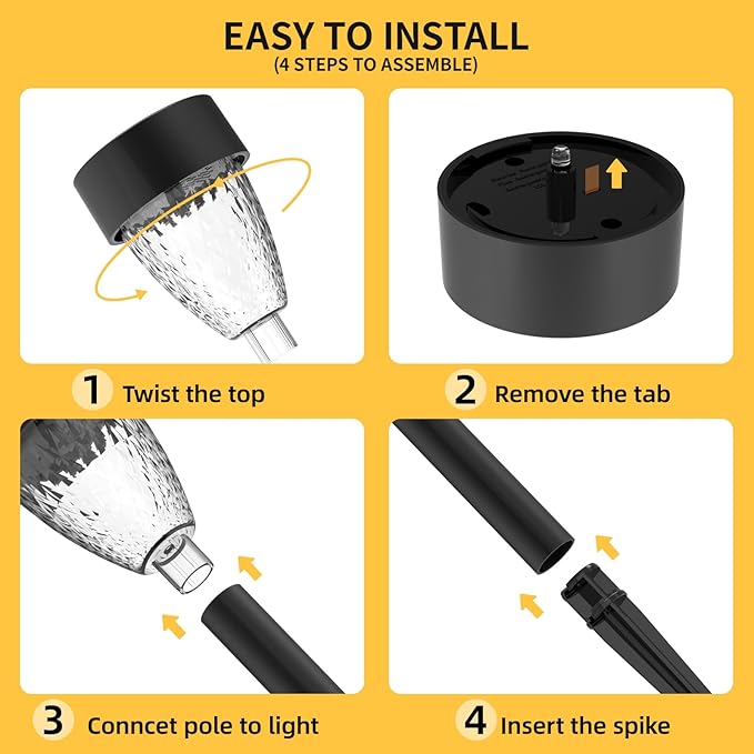 12 Pack Solar Lights Outdoor Waterproof, New Upgraded Solar Garden Lights Up to 12 Hrs Auto On/Off,Solar Pathway Lights Outdoor Outside Lights for Yard Patio,Lawn,Landscape and Pool Decor(3000K)-BloomoryGarden
