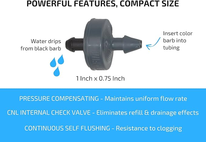 1 GPH Netafim Woodpecker Jr Pressure Compensating Dripper Emitters (35-Pack) Kit with Hole Punch Tool and Goof Plugs for Drip Irrigation Systems-BloomoryGarden