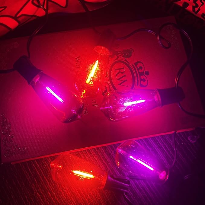 10Ft LED Outdoor String Lights, Halloween Orange Purple Lights with 10 0.6W ST40 LED Bulbs, Waterproof Connectable Patio Lights for Indoor Outdoor Backyard Garden Halloween Christmas Holiday Decor-BloomoryGarden